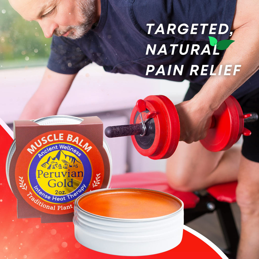 Sore Muscle Balm - Peruvian Gold Intense Heat Therapy Muscle Rub. 500K Scoville Heat Units Melts Away Sore, Painful Muscles. 2oz - TrustMedUSA