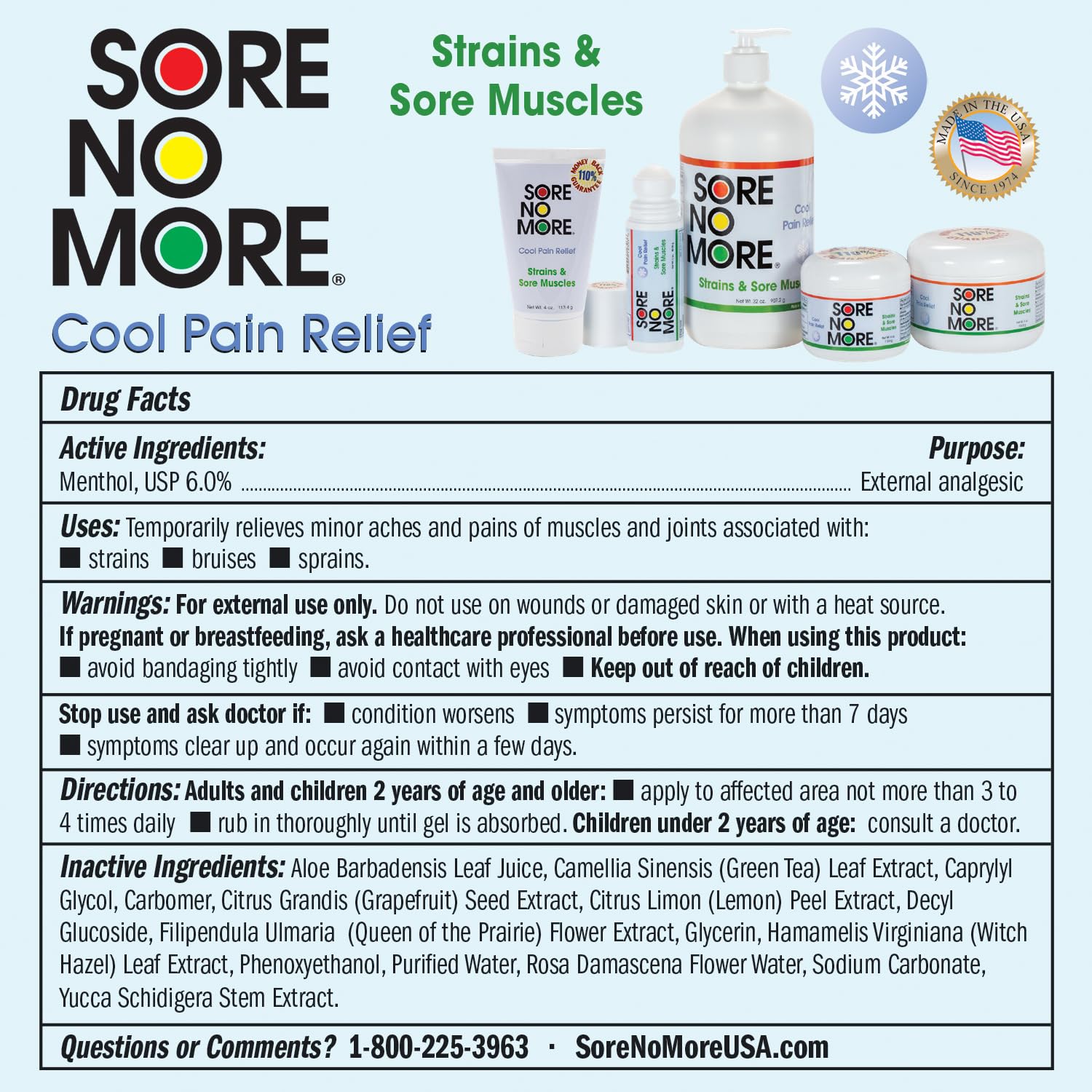 Sore No More Cool Relieving Gel for Aches & Pains in Muscles & Joints associated with Strains, Bruises & Sprains | Absorbs Quickly with a Refreshing Lemon Aroma | 32 oz Bottle with Pump - TrustMedUSA