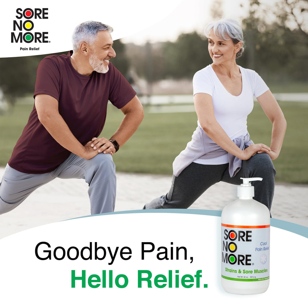 Sore No More Cool Relieving Gel for Aches & Pains in Muscles & Joints associated with Strains, Bruises & Sprains | Absorbs Quickly with a Refreshing Lemon Aroma | 32 oz Bottle with Pump - TrustMedUSA