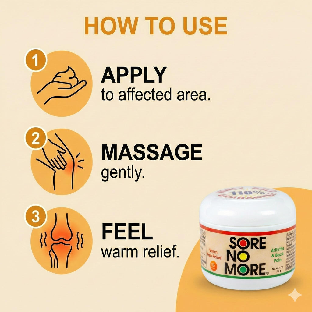 Sore No More Warm Arthritis Pain Relief Cream – Targeted Reliever for Back, Neck, Hands & Feet – Soothing & Fast-Acting Formula for Aches and Pains – Non-Greasy with Orange Aroma – 4 oz - TrustMedUSA