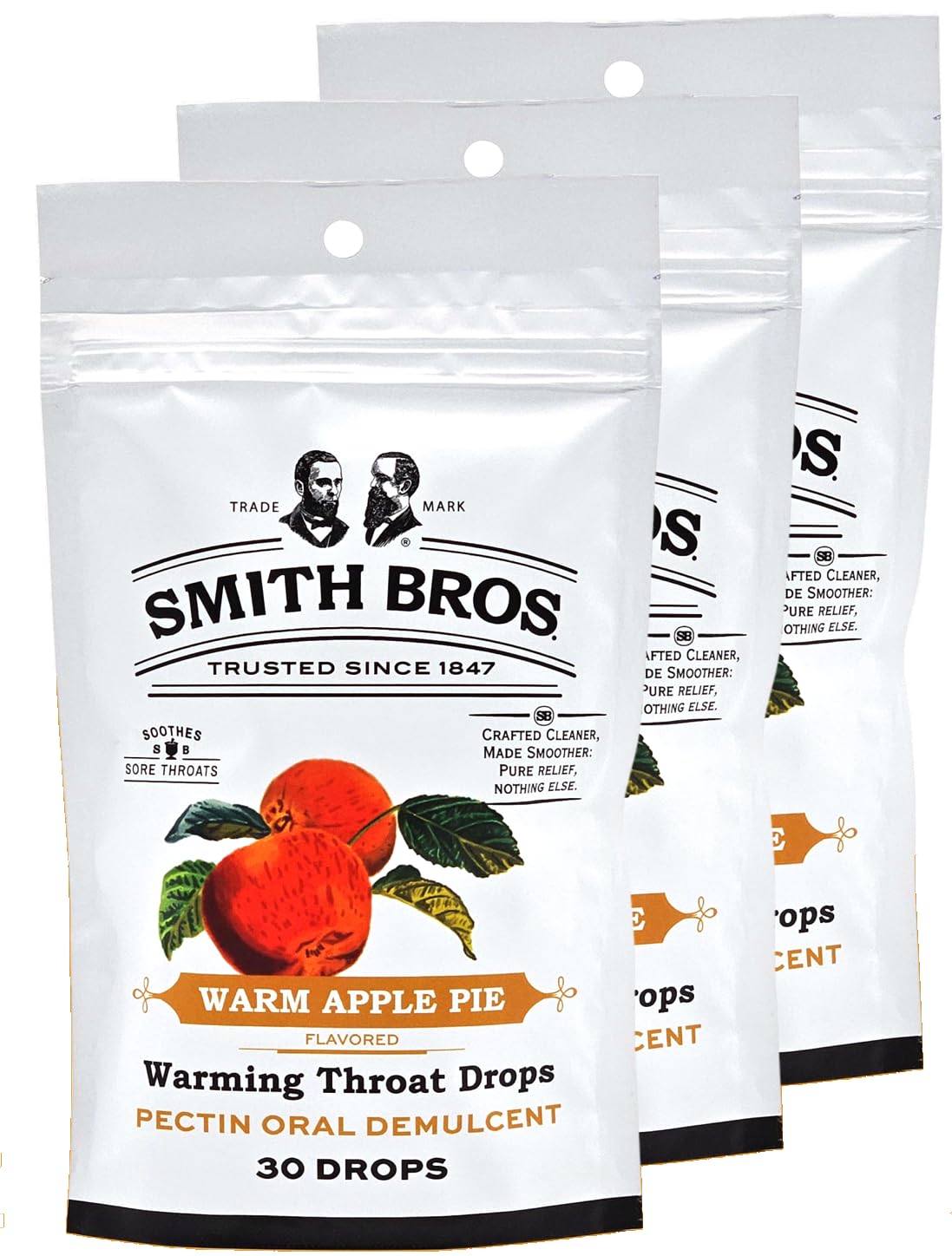 Sore Throat Lozenges with Pectin by Smith Brothers (Warming Apple Pie, 90 Count): Vintage Candy Throat Drops - The Original American Cough Drop - Maple Wellness Supplements