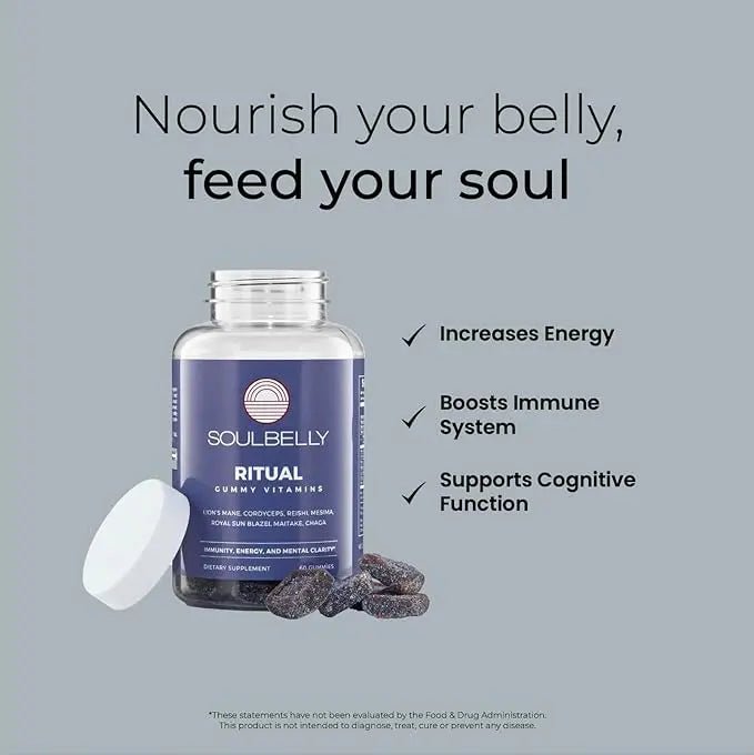 SOULBELLY Multi-Mushroom | Ritual Vitamin Gummies for Energy, Focus and Immune Balance | Vegan | Gluten-Free | Non-GMO | 60 Count - TrustMedUSA
