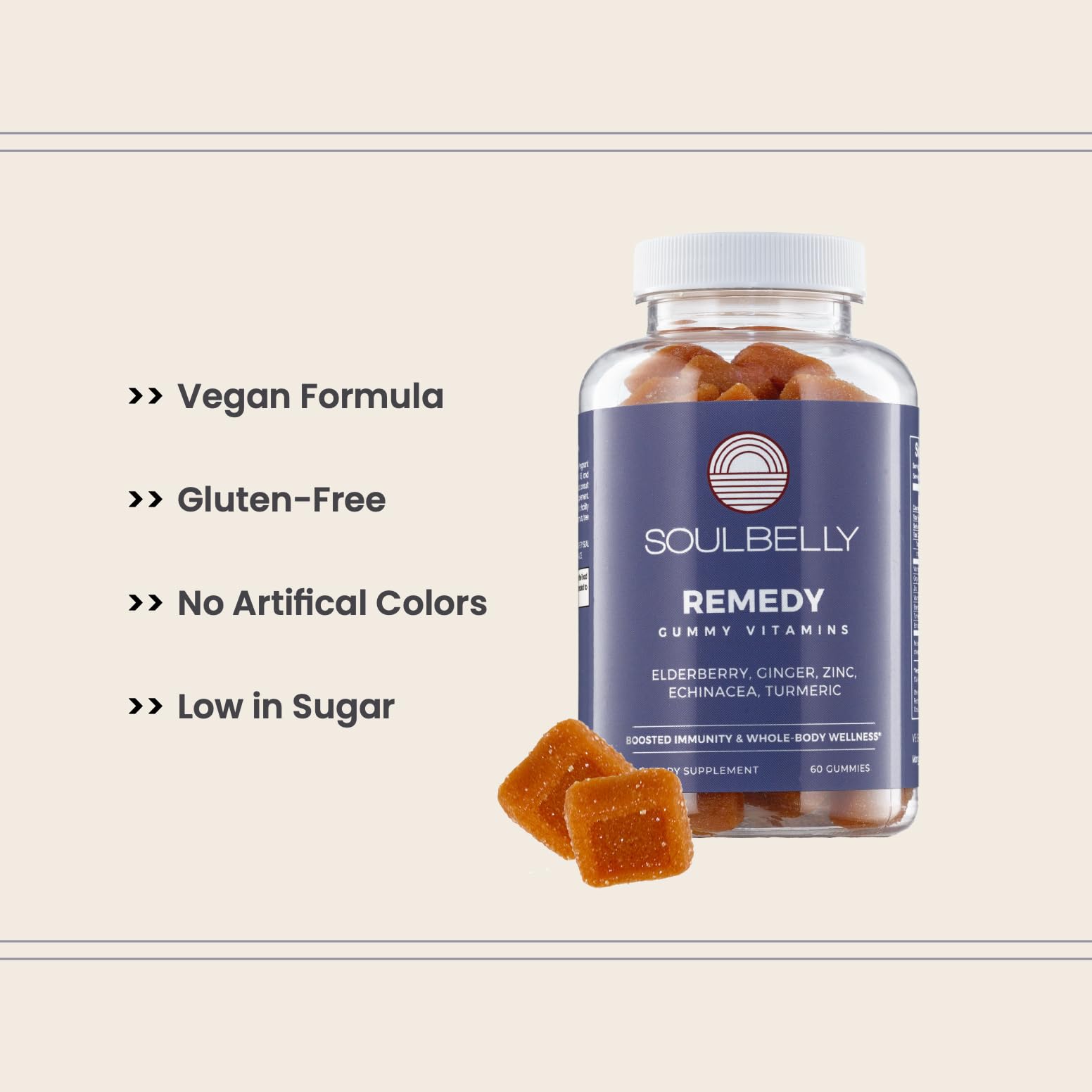 SOULBELLY Super Immunity | Remedy Vitamin Gummies for Immune Support | Vegan | Gluten-Free | Non-GMO | 60 Count - TrustMedUSA