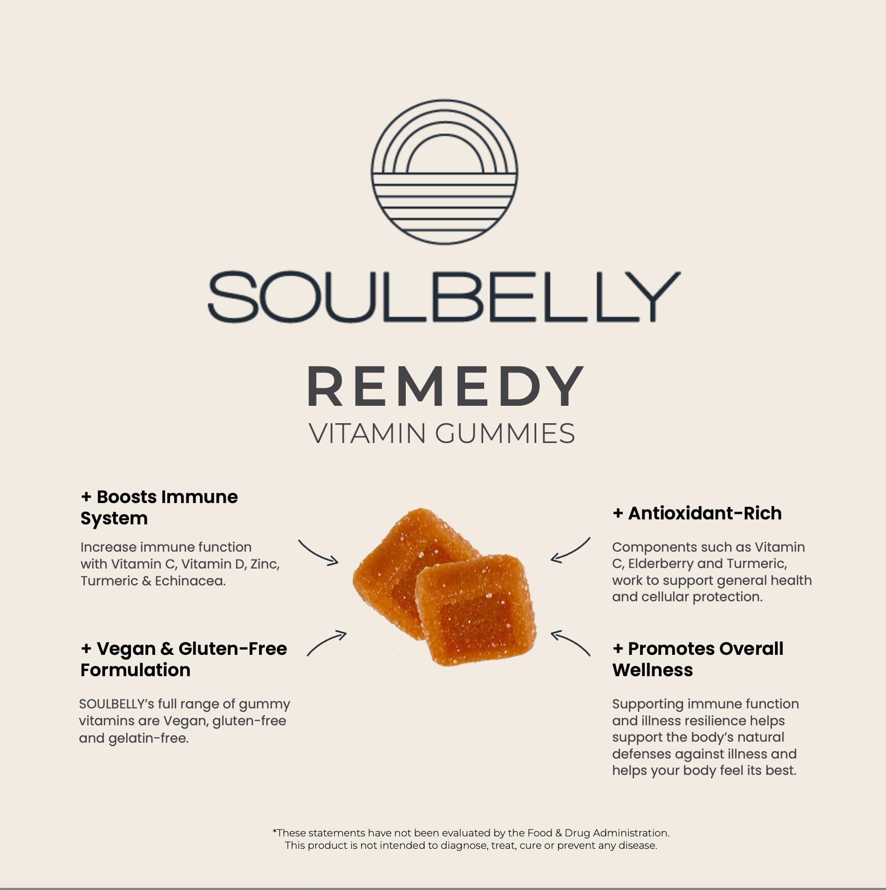 SOULBELLY Super Immunity | Remedy Vitamin Gummies for Immune Support | Vegan | Gluten-Free | Non-GMO | 60 Count - TrustMedUSA