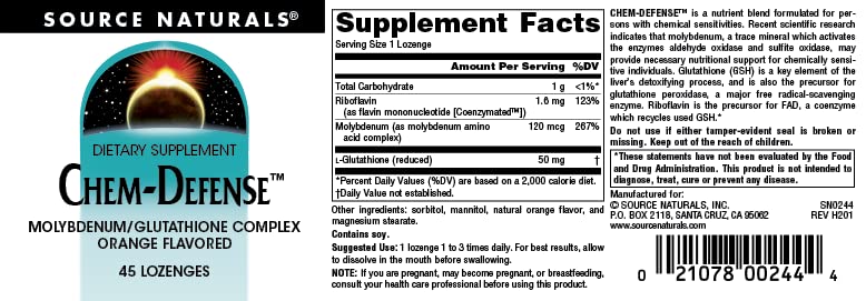 Source Naturals Chem-Defense - 45 Orange Lozenges - TrustMedUSA