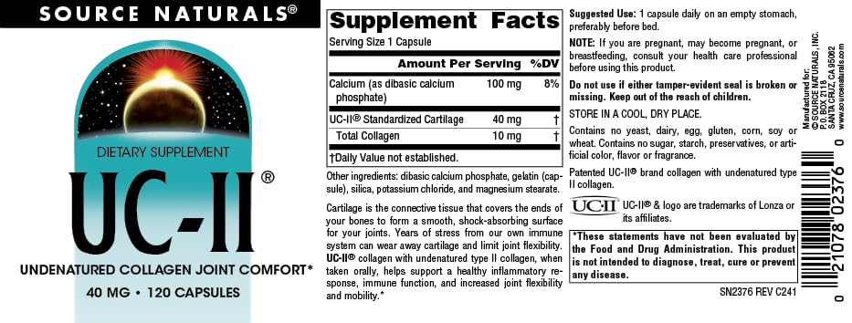 Source Naturals UC-II, Undenatured Collagen Joint Comfort - TrustMedUSA