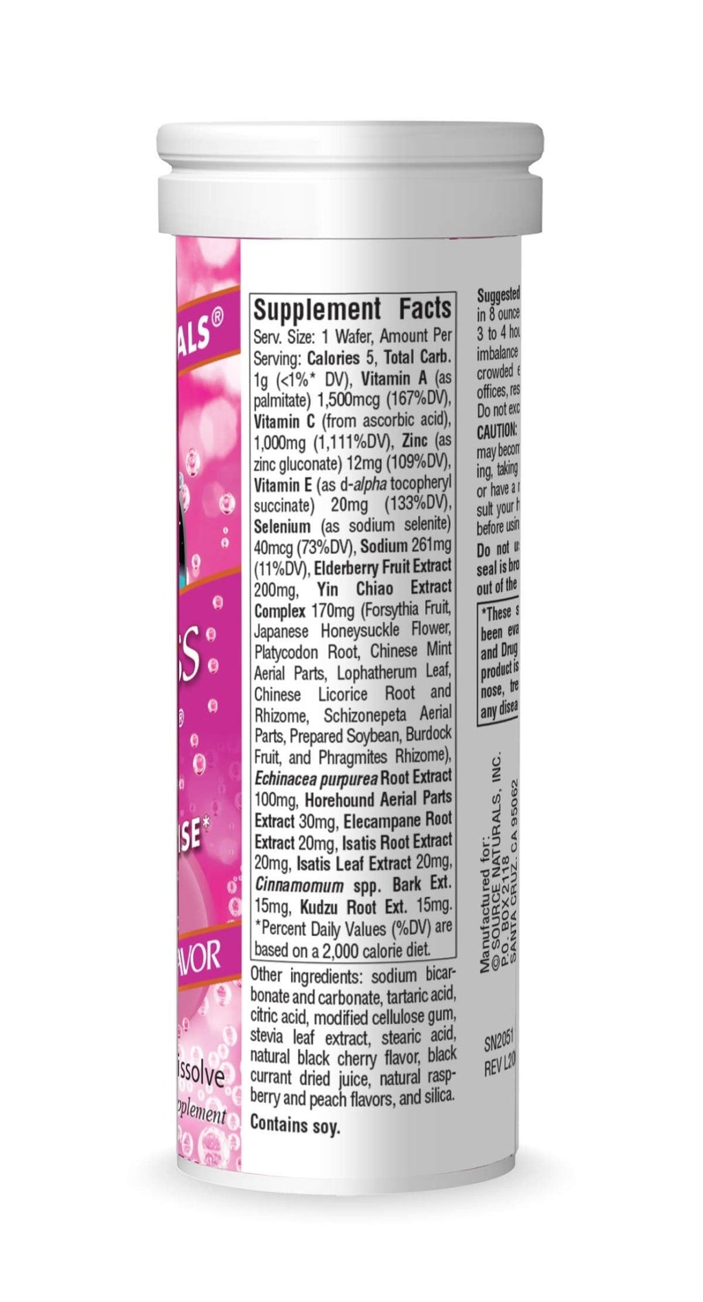 Source Naturals Wellness Fizz, Natural Berry Flavor - 10 Wafers - TrustMedUSA