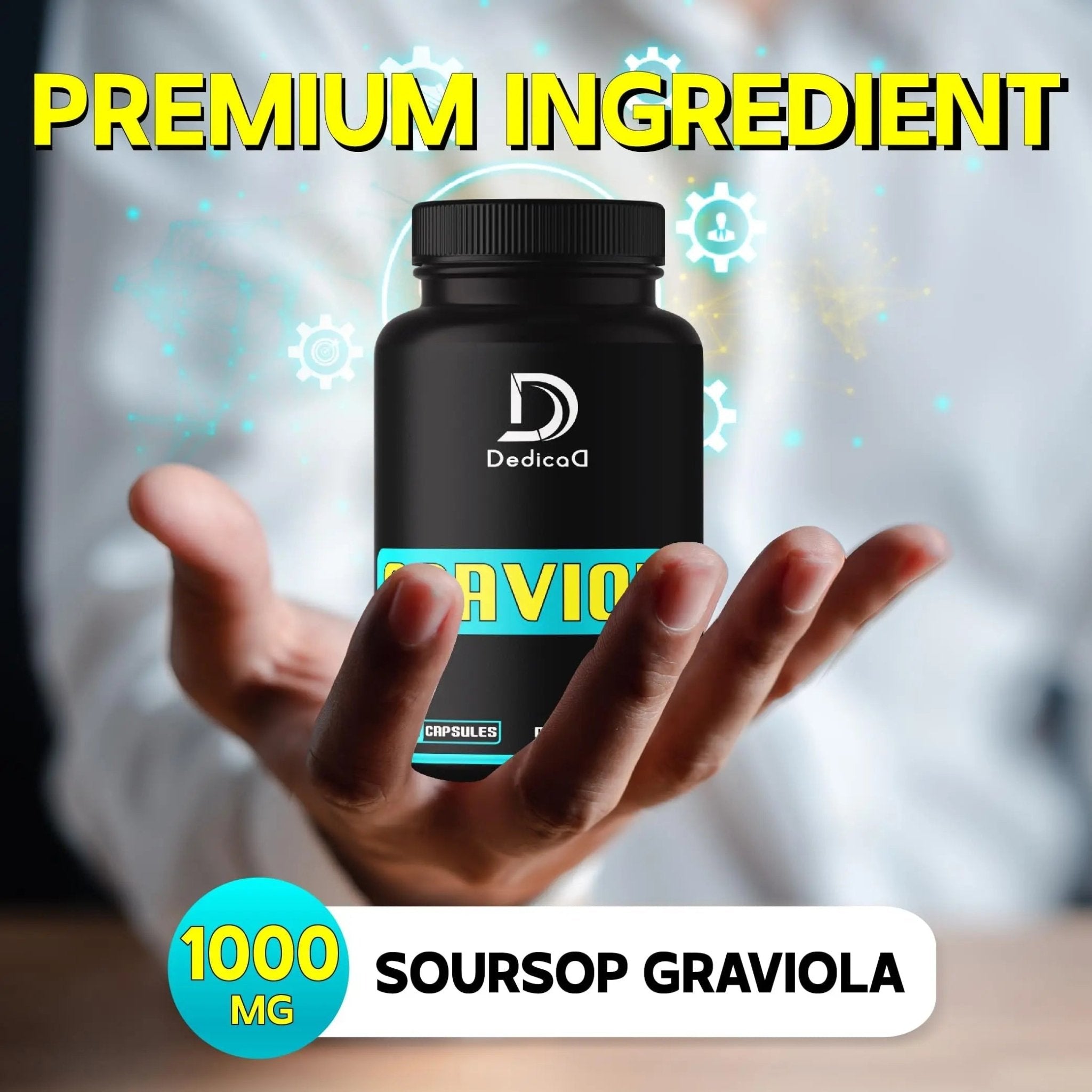 Soursop Graviola Leaves Capsules - Soursop Fruit Advanced - 210 Counts for 105 Servings - TrustMedUSA