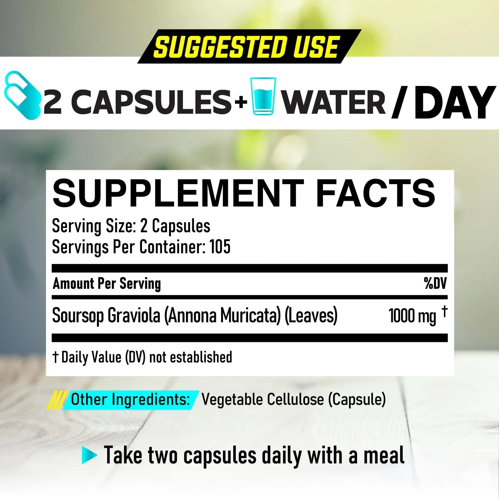 Soursop Graviola Leaves Capsules - Soursop Fruit Advanced - 210 Counts for 105 Servings - TrustMedUSA
