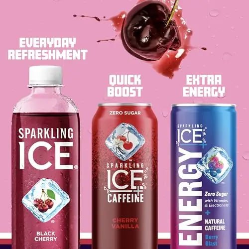 Sparkling Ice, Black Cherry Sparkling Water, Zero Sugar Flavored Water, with Vitamins - TrustMedUSA
