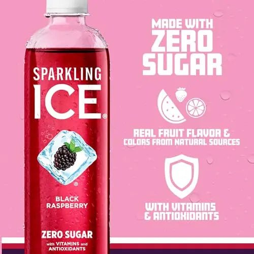 Sparkling Ice, Black Raspberry Sparkling Water, Zero Sugar Flavored Water, with Vitamins - TrustMedUSA