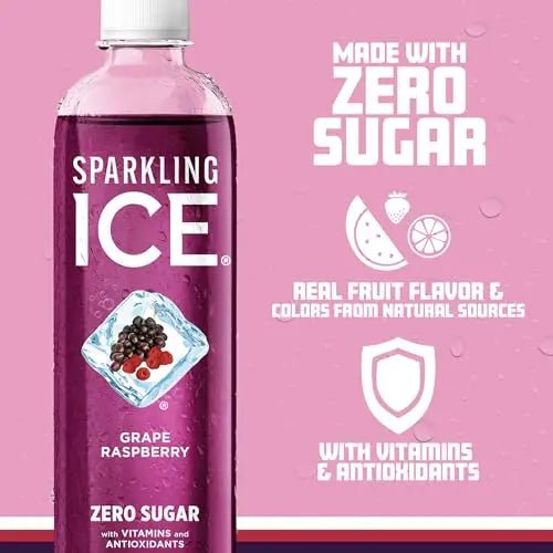 Sparkling Ice, Grape Raspberry Sparkling Water, Zero Sugar Flavored Water, with Vitamins - TrustMedUSA