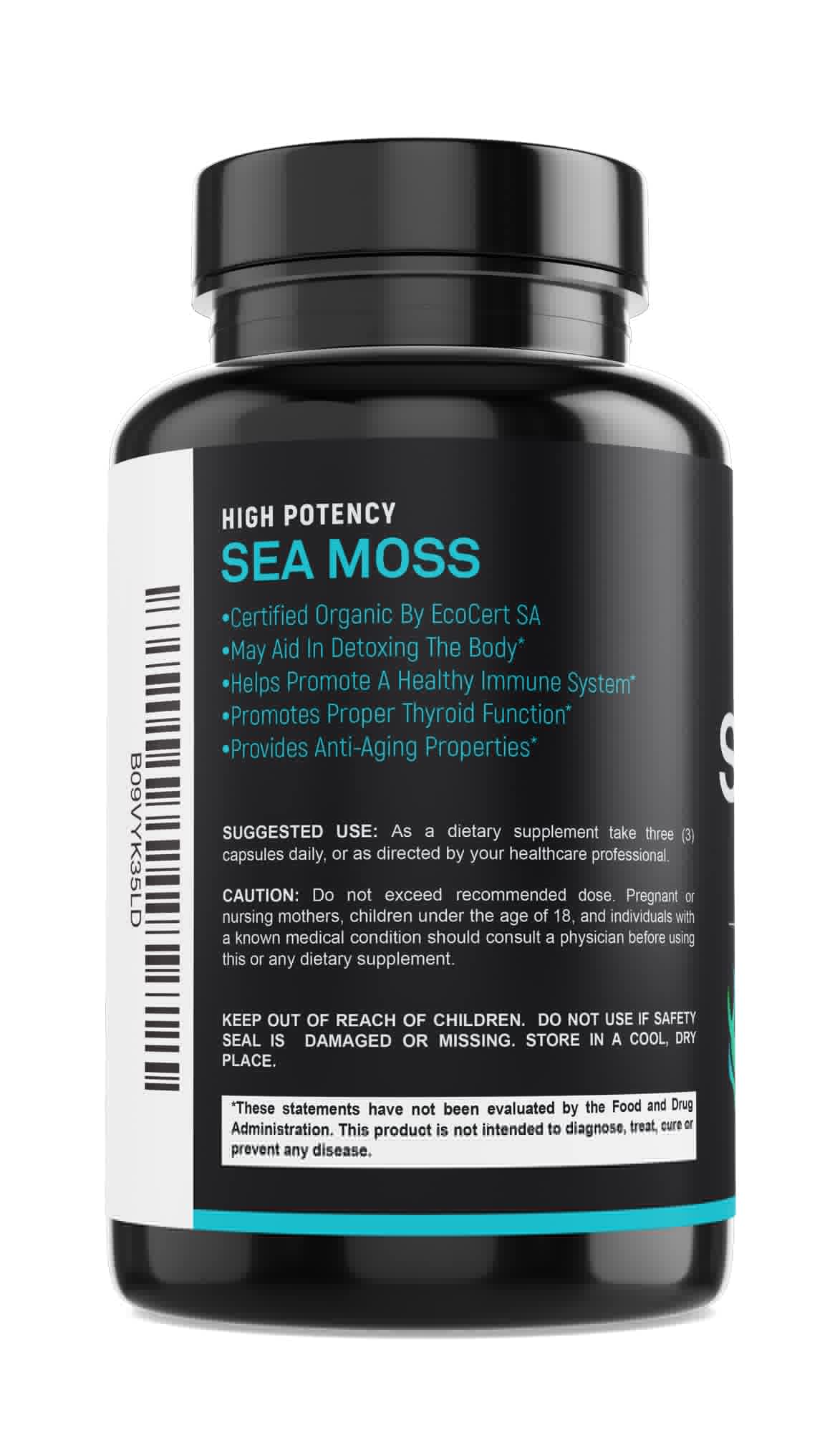 SPARTIS Certified Organic Sea Moss Capsules 2250mg Wildcrafted Irish Sea Moss Burdock Root Bladderwrack Supplement Raw Seamoss Pills & Powder (Pack of 1 at 180-Caps) - TrustMedUSA