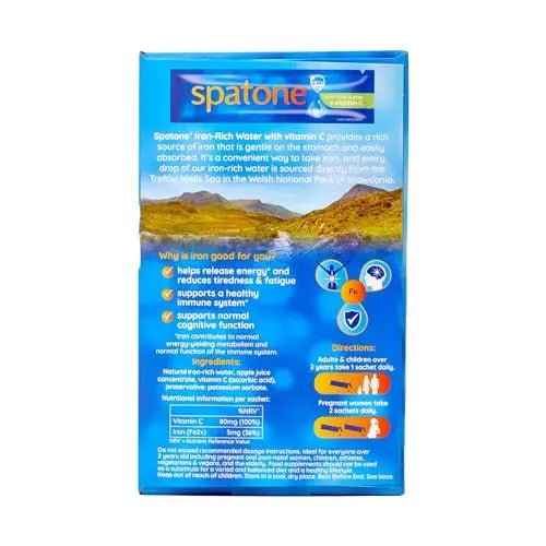 Spatone Natural Liquid Iron Supplement, Apple Flavour With Vitamin C (28 Sachets) - TrustMedUSA
