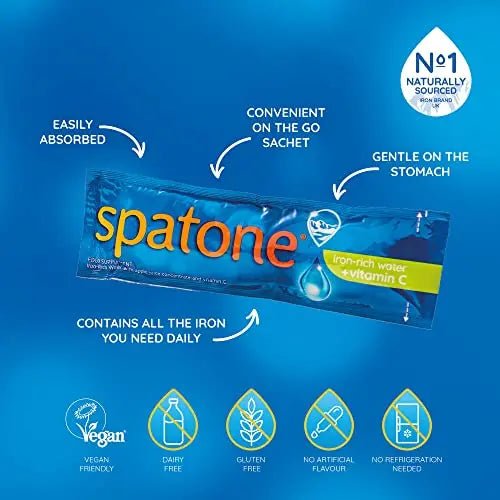 Spatone Natural Liquid Iron Supplement, Apple Flavour With Vitamin C (28 Sachets) - TrustMedUSA