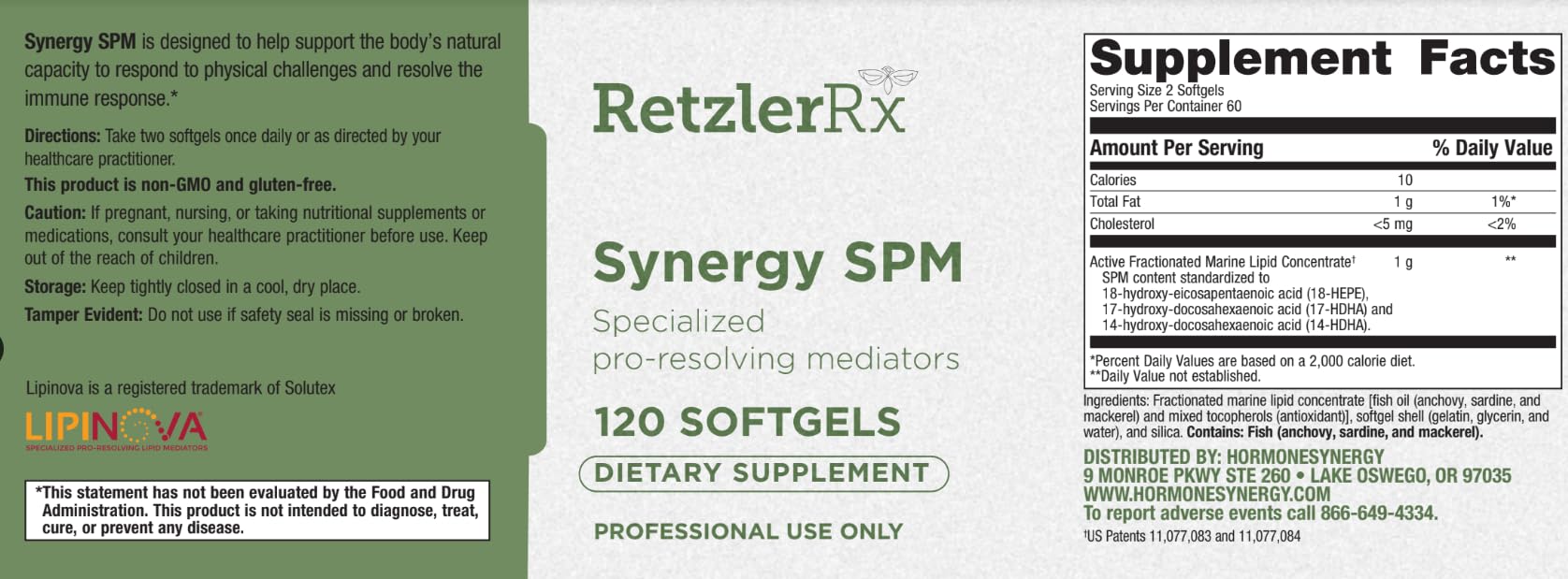 Specialized Pro Resolving Mediators - Synergy SPM by RetzlerRx® - SPM's for Joint Comfort, Tissue Health & Minor Discomfort Relief* - Non-GMO - Gluten Free - 120 Softgels - TrustMedUSA