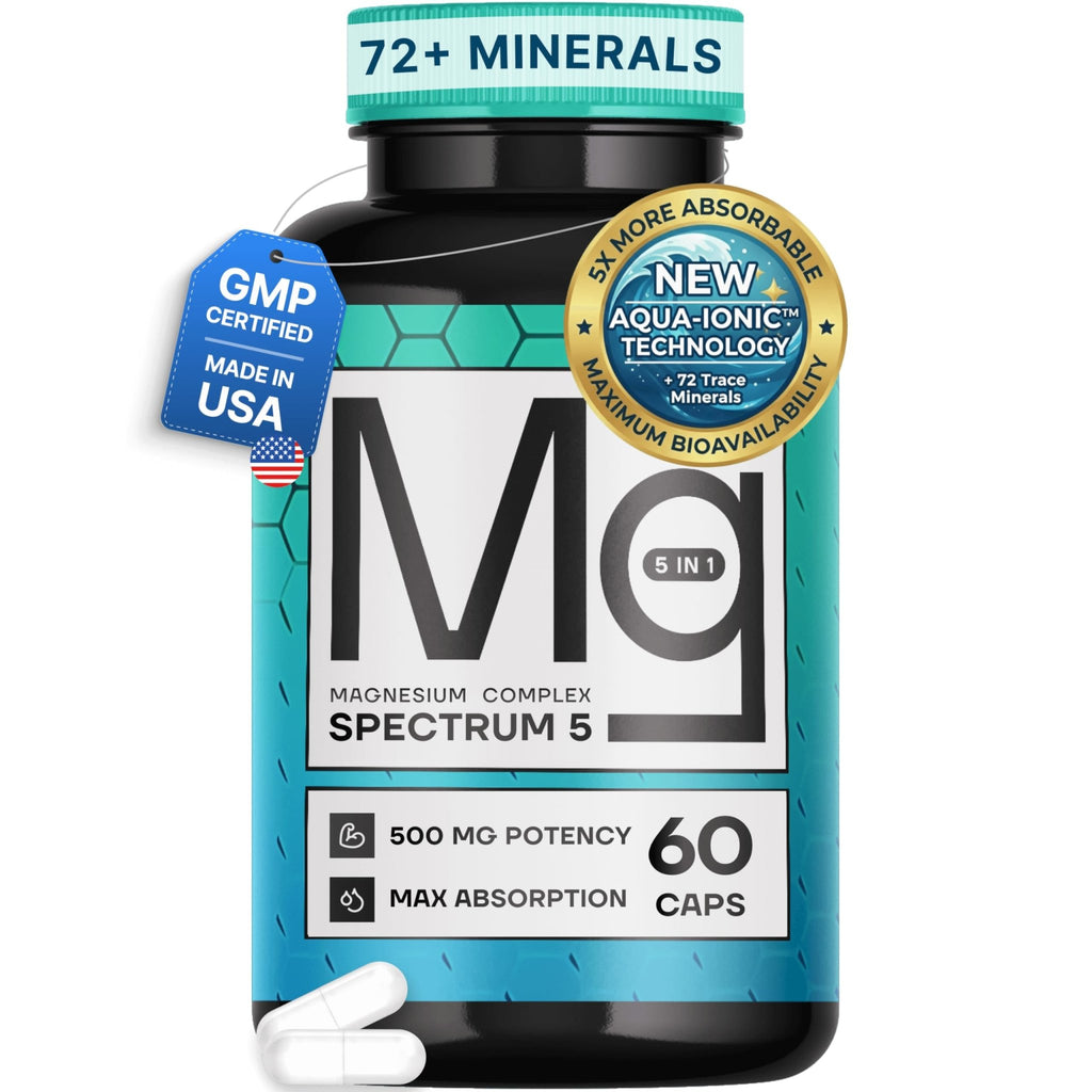 Spectrum 5 Magnesium | 5-in-1 Complex + 72 Trace Minerals for Enhanced Absorption | Irish Sea Sourced | 500mg per Serving - TrustMedUSA