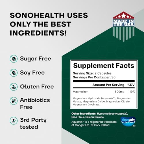 Spectrum 5 Magnesium Complex for Women & Men | Patented Aqua-Ionic® 5X Absorption Technology | 500mg Glycinate, Citrate, Malate + 72 Trace Minerals | Deep Sleep, Leg Cramp Relief & Calm | Non-Laxative - TrustMedUSA