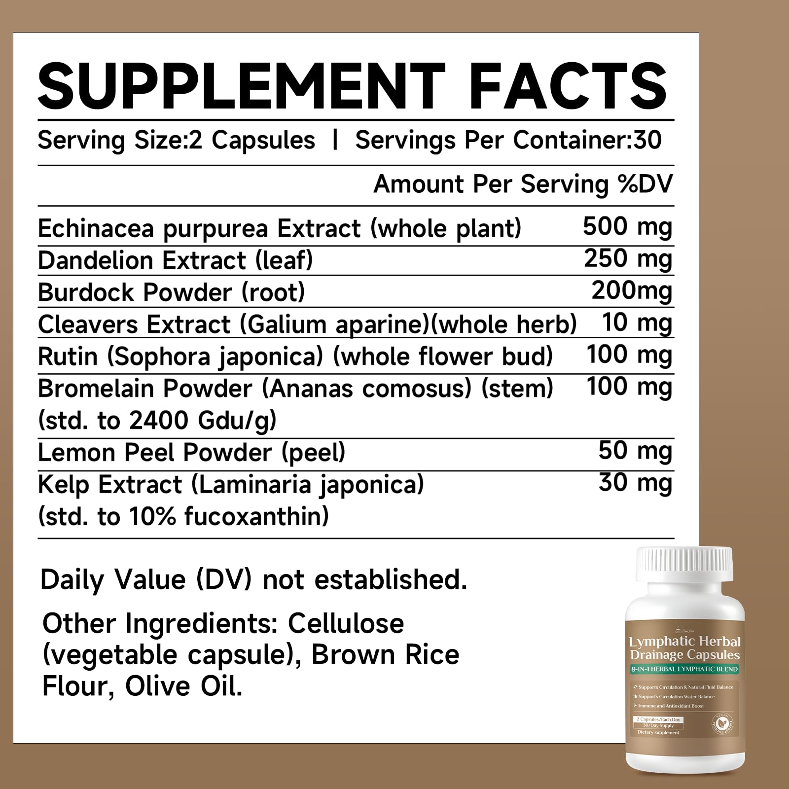 SpenHerb Lymphatic Drainage Capsules Supplements, 8-in-1 Herbal Lymphatic Blend Support Circulation and Natural Fluid Balance, Non-GMO Pure,60 Capsules/1 Pack - TrustMedUSA
