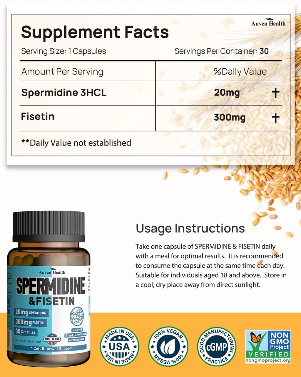 Spermidine 20mg + Fisetin 300mg + Akkermansia for Women丨Cellular Renewal, Metabolic & Gut Health - TrustMedUSA