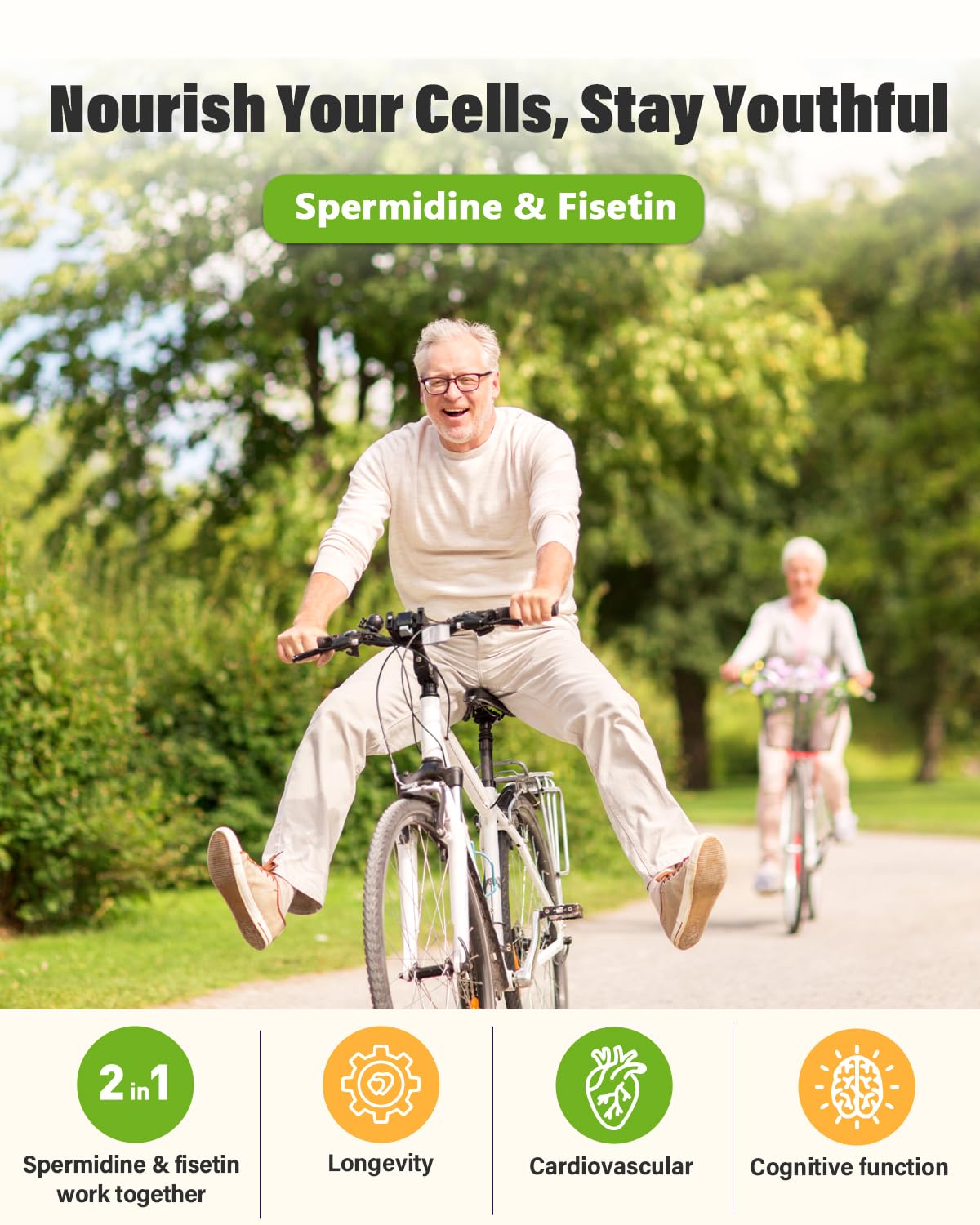 Spermidine & Fisetin Supplement - 20mg of 99% Spermidine Per Serving, 3HCL & 300mg Fisetin for Women Men Cell Renewal, Aging Defense & Longevity, Gluten Free, Non-GMO, Made in USA | 30 Veggie Caps - TrustMedUSA
