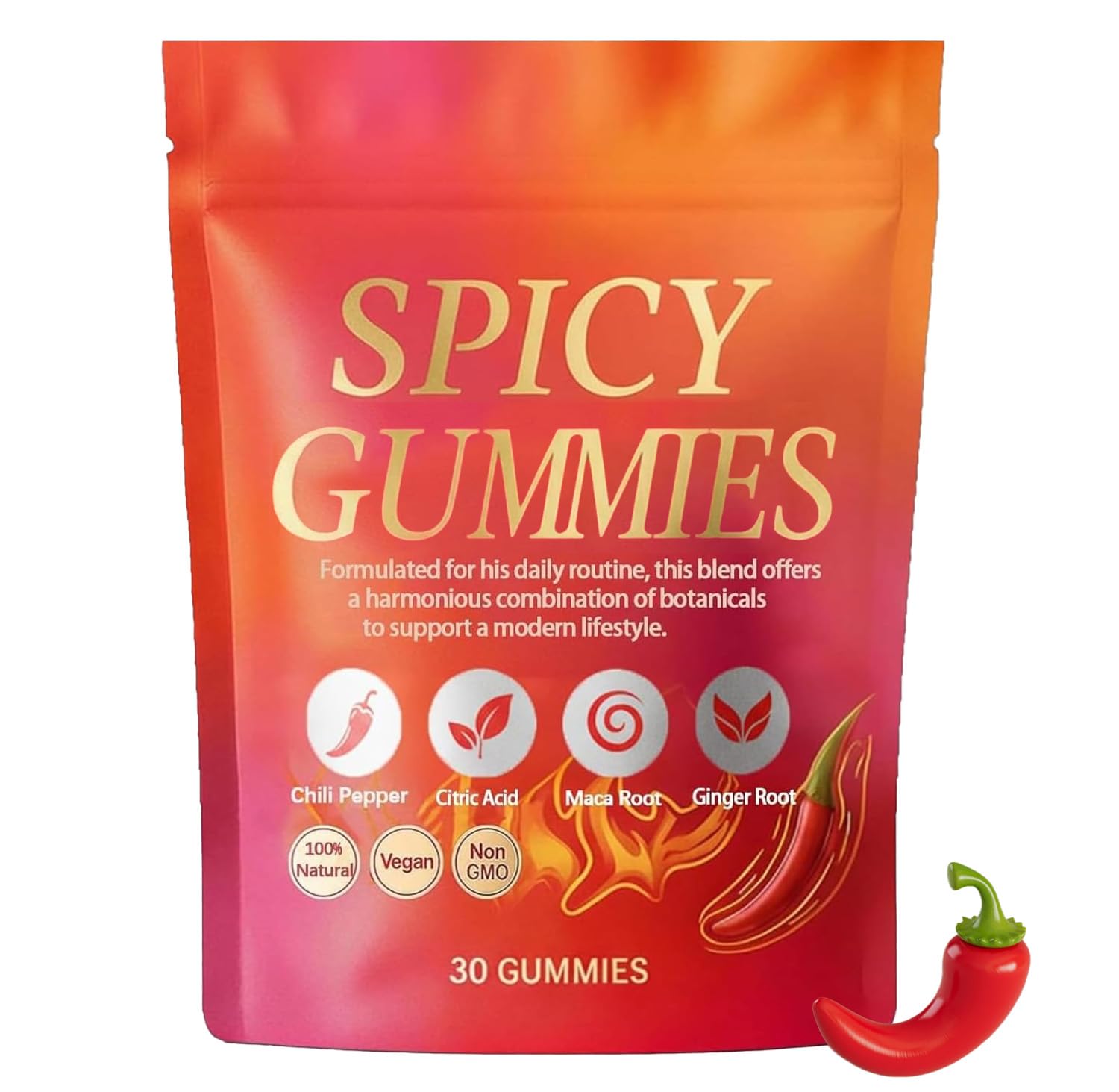 Spicy Gummy, Hot Peach Gummies – Natural Chili Flavor, Promote Calmness and Intimacy Wellness, 30 Gummies - TrustMedUSA