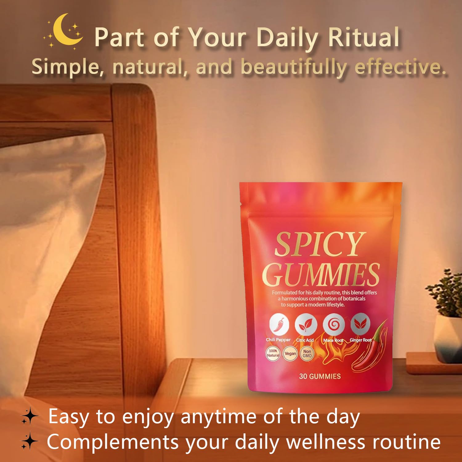 Spicy Gummy, Hot Peach Gummies – Natural Chili Flavor, Promote Calmness and Intimacy Wellness, 30 Gummies - TrustMedUSA