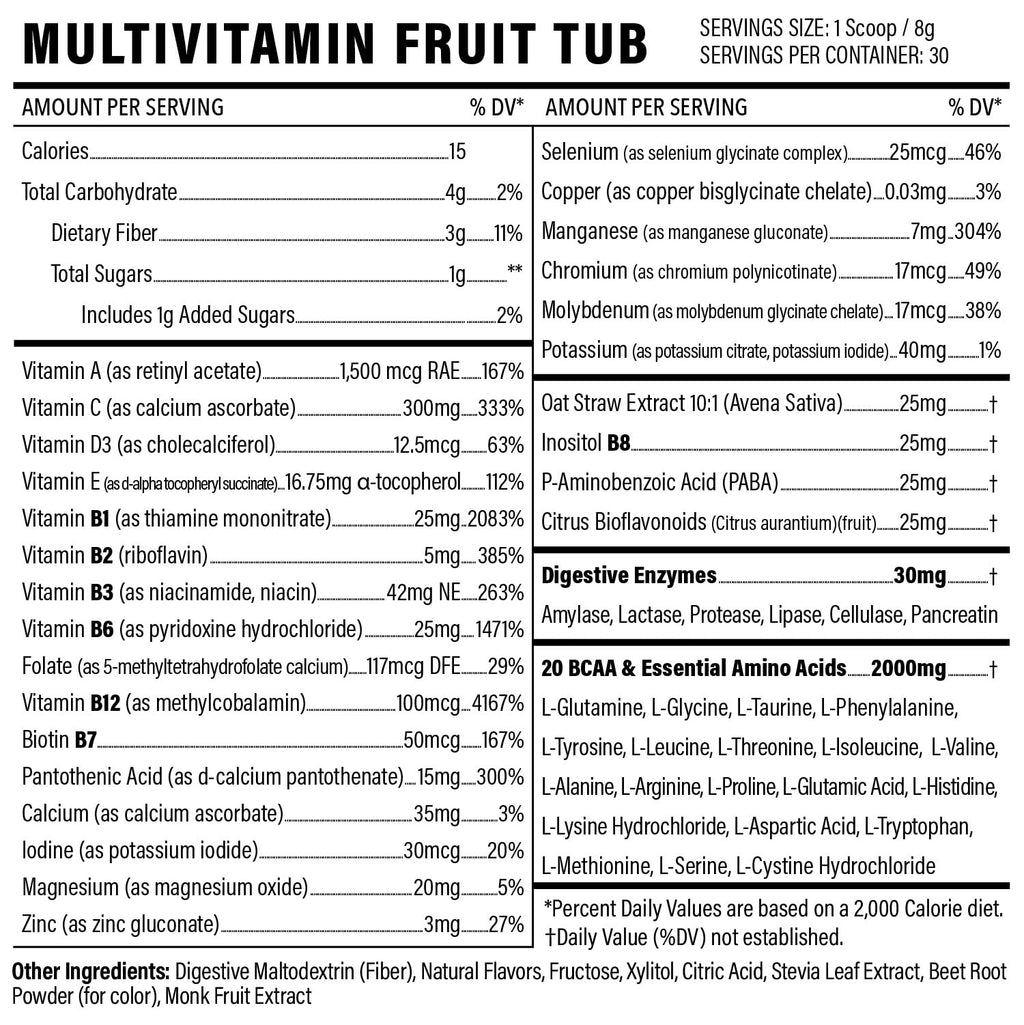 Sport Formula 99 Multivitamin Powder - Drink Mix for Men Women BCAA Amino Acids Won’t Upset Your Stomach - Keto Vegan Multivitamin Fruit Punch - Electrolytes Super B Complex Digestive Enzyme - TrustMedUSA