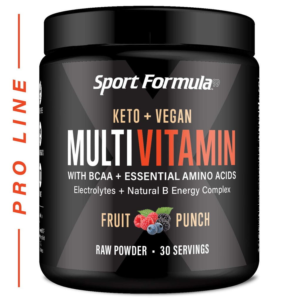 Sport Formula 99 Multivitamin Powder - Drink Mix for Men Women BCAA Amino Acids Won’t Upset Your Stomach - Keto Vegan Multivitamin Fruit Punch - Electrolytes Super B Complex Digestive Enzyme - TrustMedUSA