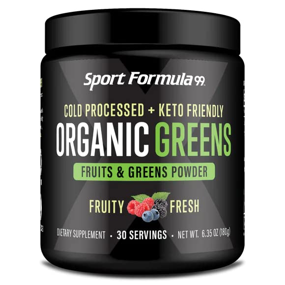 Sport Formula 99 Organic Greens Superfood Powder, Cold Pressed Vegan and Keto Powder, Non-GMO, Low Calorie Daily Green Juice Powder - TrustMedUSA