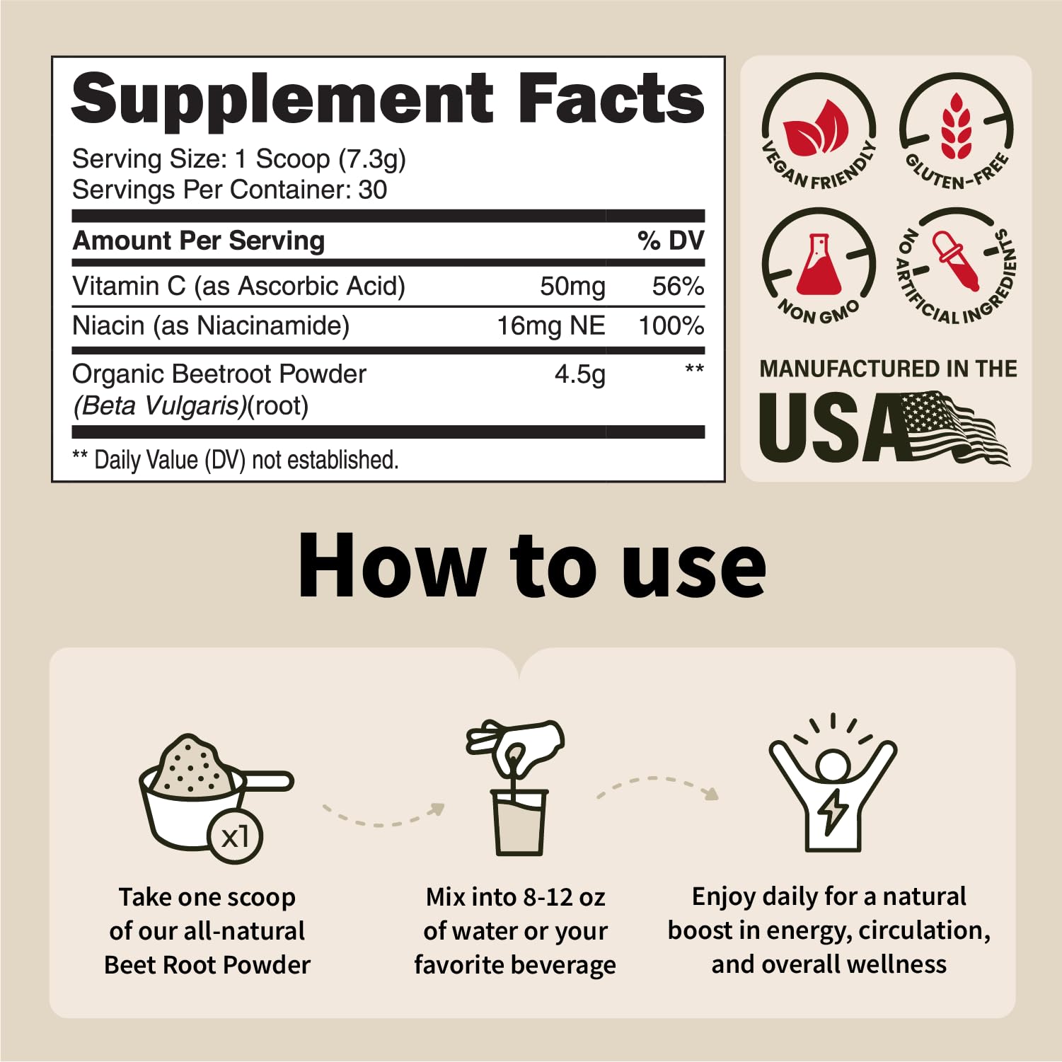 SPORTFOOD Beet Root Powder with Niacinamide & Vitamin C - Superfood for Circulation, Energy, & Stamina | Vegan, Non-GMO, Nitric Oxide Boost for Pre-Workout & Heart Health | Mixed Berry Flavor | 7.7oz - TrustMedUSA