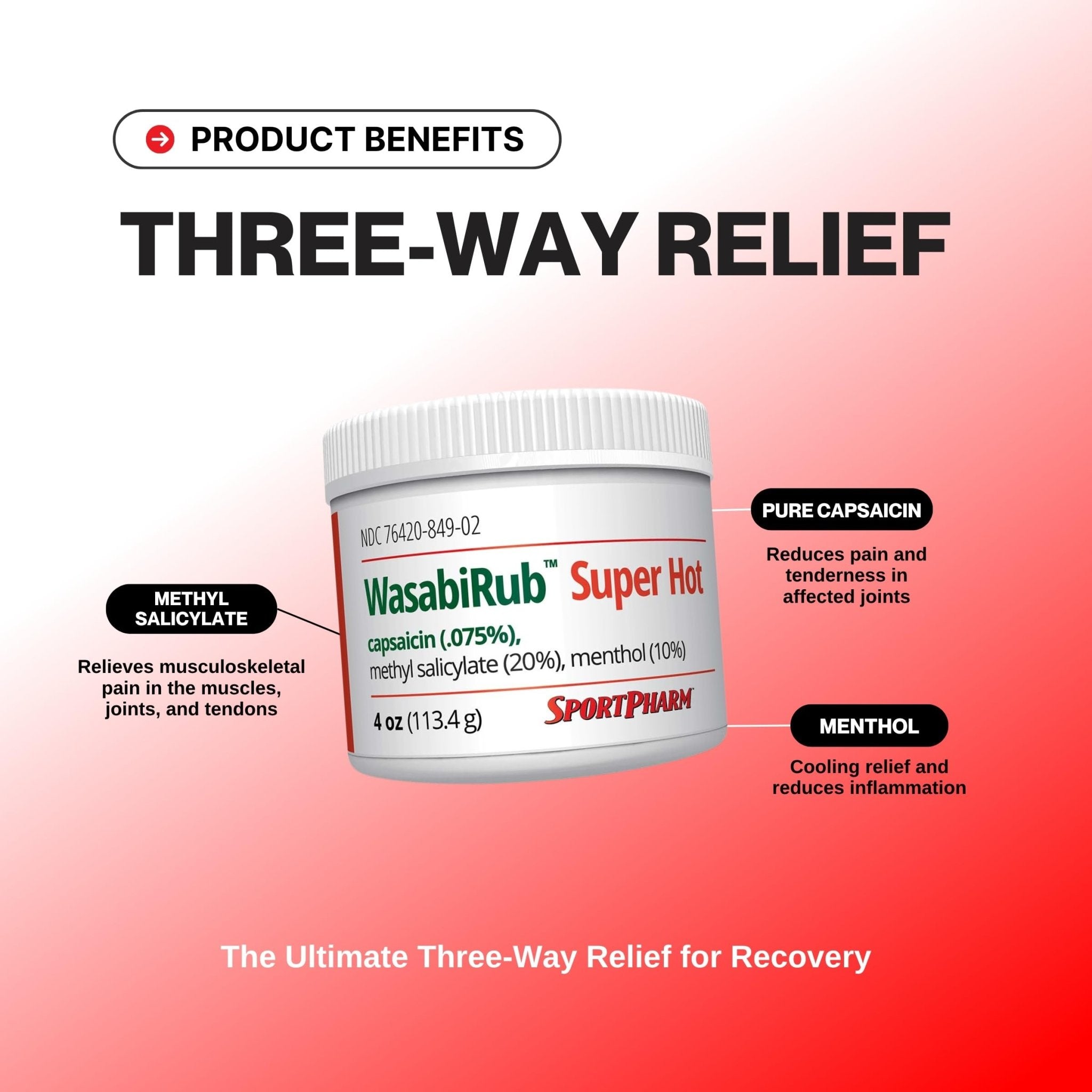 SportPharm WasabiRub Super Hot Sports Topical Pain Relief Gel - TrustMedUSA