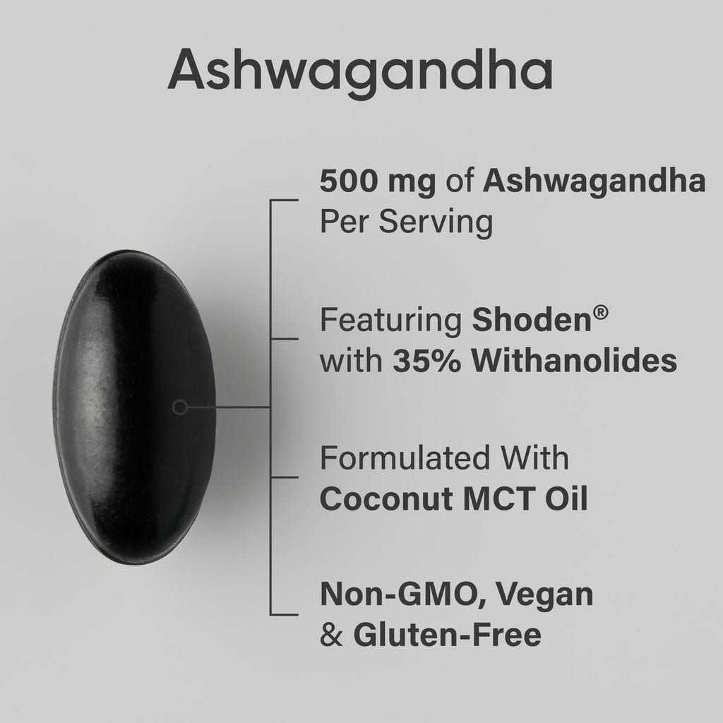 Sports Research® Ashwagandha Softgels with Coconut MCT Oil - Natural Ayurvedic Adaptogen Made with Shoden® Ashwa for Relaxation, Calm & Sleep Support - Gluten Free & Vegan Friendly - 120 Count - Maple Wellness Supplements