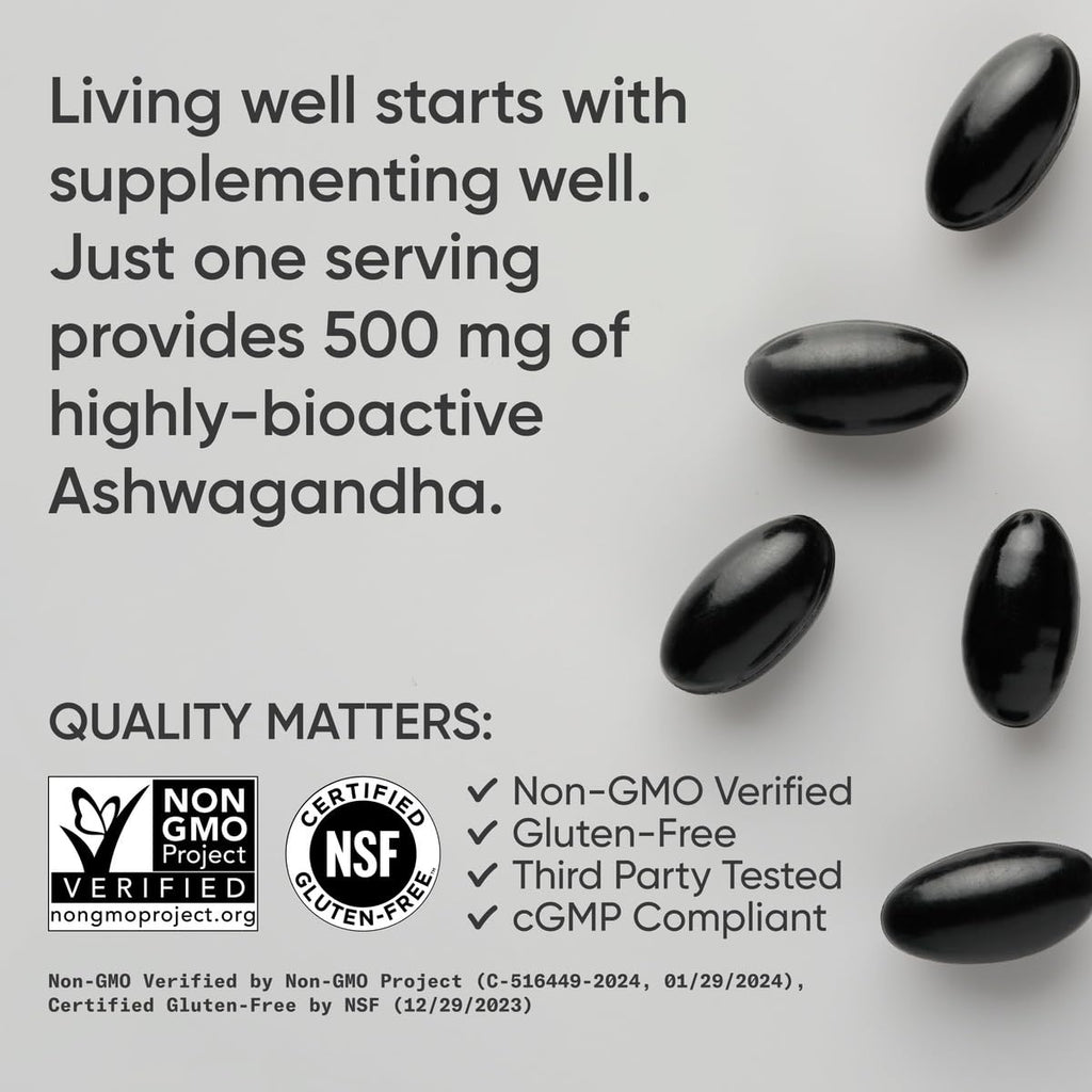 Sports Research® Ashwagandha Softgels with Coconut MCT Oil - Natural Ayurvedic Adaptogen Made with Shoden® Ashwa for Relaxation, Calm & Sleep Support - Gluten Free & Vegan Friendly - 120 Count - Maple Wellness Supplements