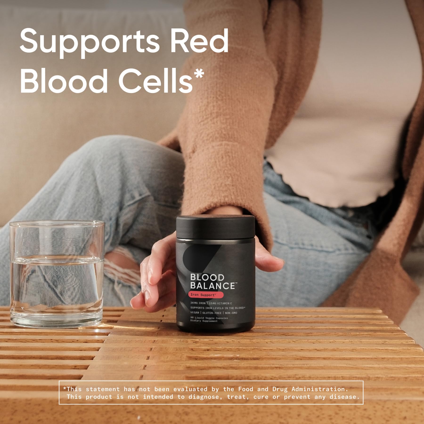 Sports Research® Blood Balance Iron Supplement - 36 MG Iron + Folate & Vitamin C for Absorption - Red Blood Cell Support for Women & Men* - Vegan Certified · Non-GMO · Gluten-Free - 90 Capsules - Maple Wellness Supplements
