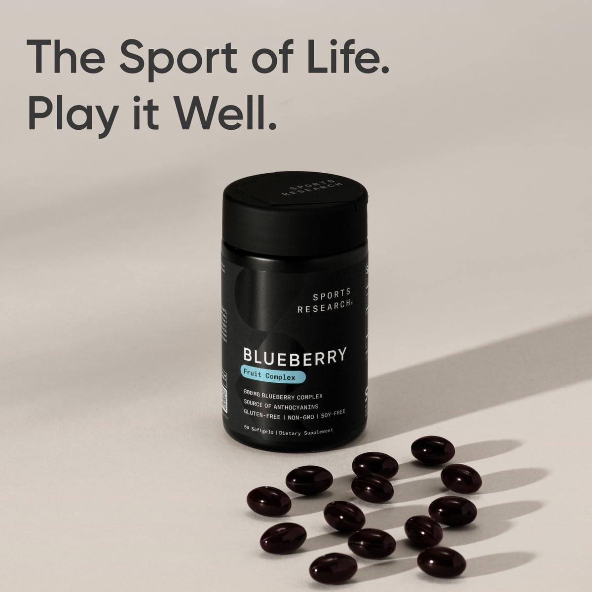 Sports Research Blueberry Capsules - Made from Organic Blueberries with Organic Extra Virgin Olive Oil - Non-GMO & Gluten Free - 60 Liquid Softgels - Maple Wellness Supplements