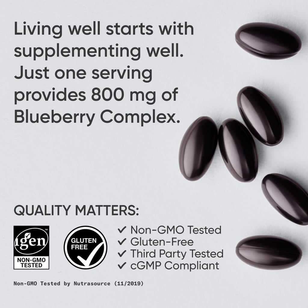 Sports Research Blueberry Capsules - Made from Organic Blueberries with Organic Extra Virgin Olive Oil - Non-GMO & Gluten Free - 60 Liquid Softgels - Maple Wellness Supplements