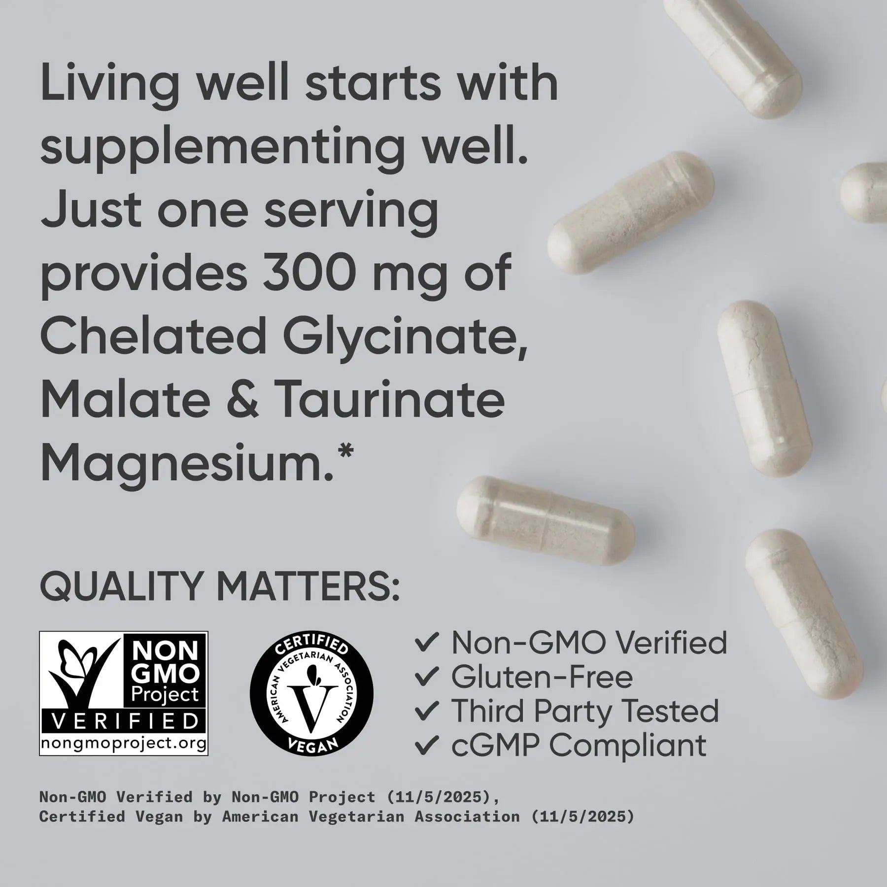 Sports Research® Chelated Triple Magnesium Complex with Glycinate, Taurinate & Malate (Chelamax®) for Enhanced Bioavailability* - 300 mg per Serving, Non-GMO, Certified Vegan, 120 Veggie Capsules - TrustMedUSA