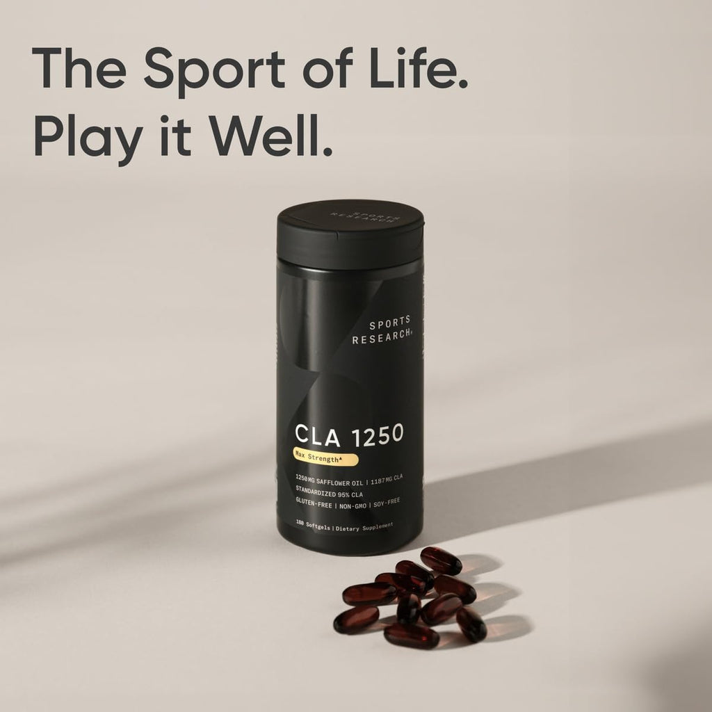 Sports Research CLA - 1250mg with Active Conjugated Linoleic Acid for Men and Women | Non-GMO, Soy & Gluten Free - 95% (180 Softgels)… - Maple Wellness Supplements