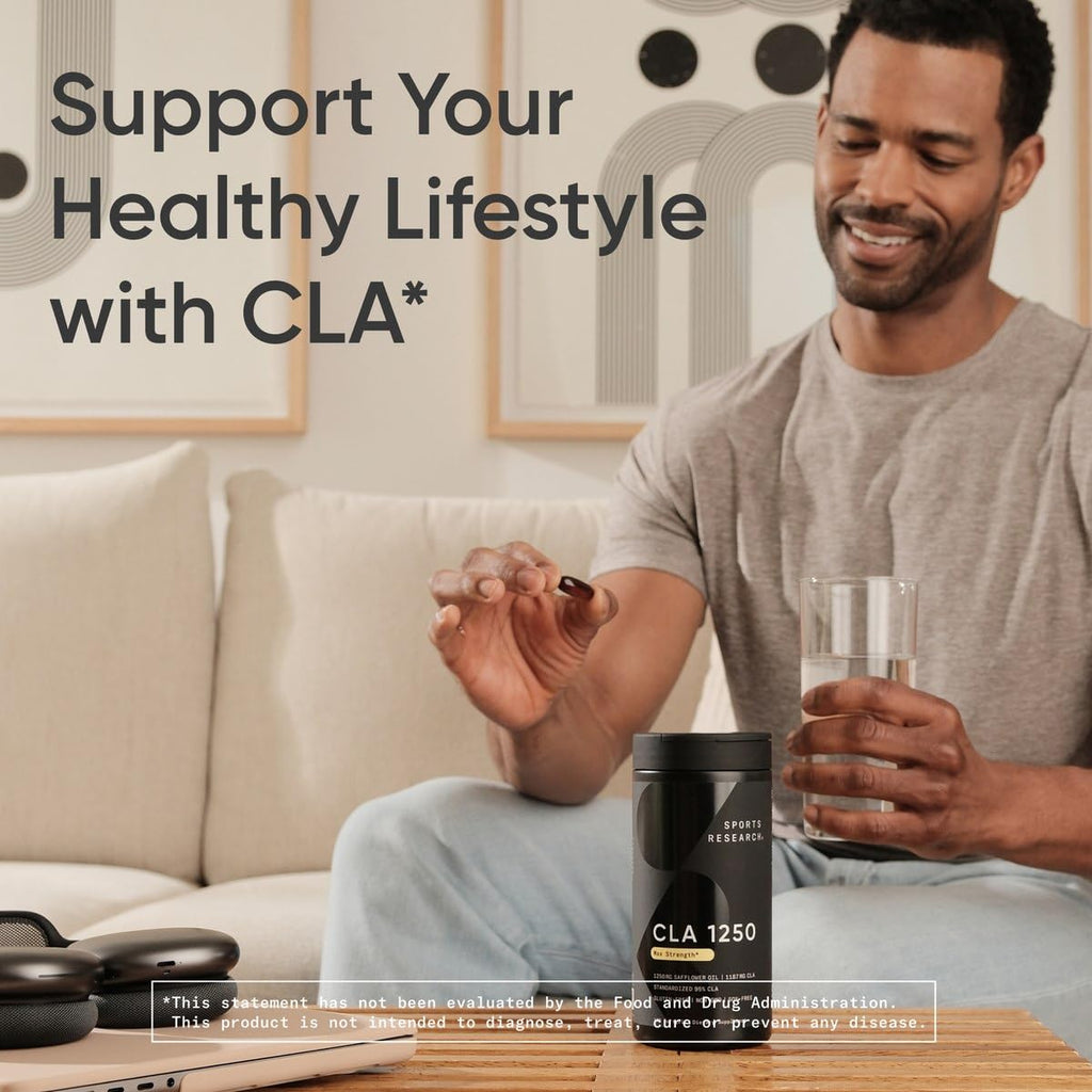 Sports Research CLA - 1250mg with Active Conjugated Linoleic Acid for Men and Women | Non-GMO, Soy & Gluten Free - 95% (180 Softgels)… - Maple Wellness Supplements