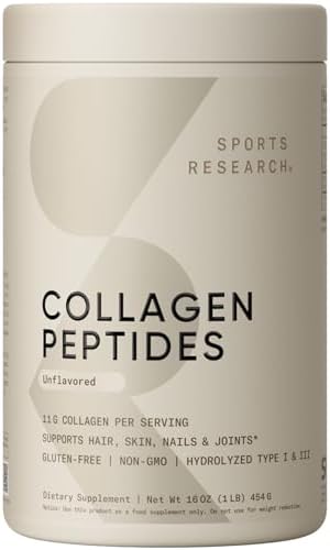 Sports Research® Collagen Peptides for Women & Men Hydrolyzed Type 1 & 3 Protein Supplement Easy Mixing Vital Nutrients Proteins and Vegan Biotin 10,000mcg Max Strength B7 120 Softgels (4 Month Supply - Maple Wellness Supplements