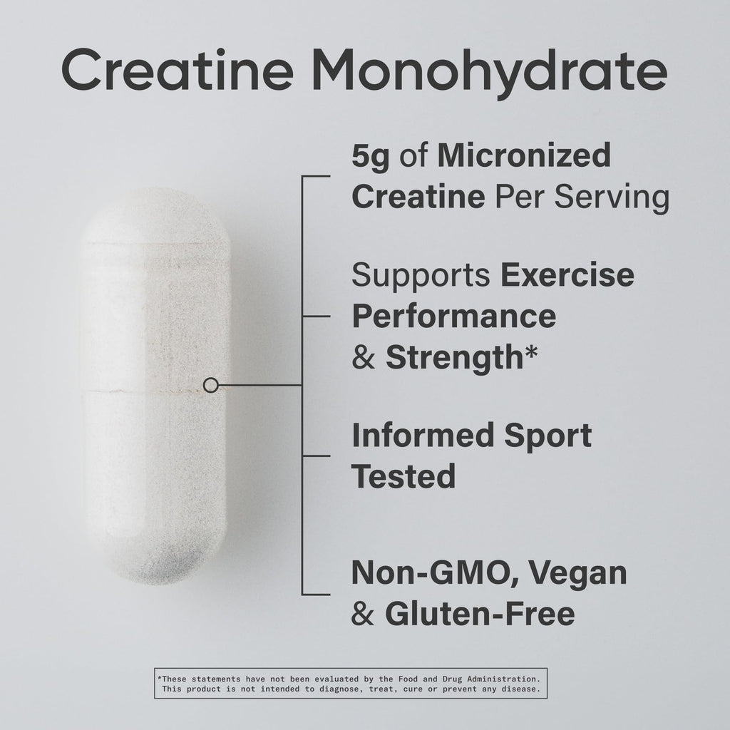 Sports Research® Creatine Monohydrate Capsules - Supports Workout Recovery, Lean Muscle gain, Performance and Strength* - Non-GMO, Vegan Certified - 5g per Servings - 30 Servings - Maple Wellness Supplements