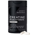 Sports Research® Creatine Monohydrate Capsules - Supports Workout Recovery, Lean Muscle gain, Performance and Strength* - Non-GMO, Vegan Certified - 5g per Servings - 30 Servings - Maple Wellness Supplements