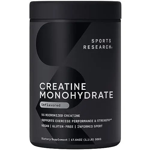 Sports Research Creatine Monohydrate - Gain Lean Muscle, Improve Performance - TrustMedUSA