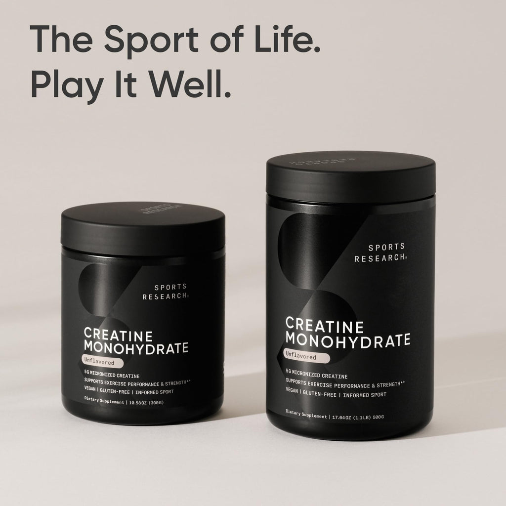 Sports Research Creatine Monohydrate - Gain Lean Muscle, Improve Performance and Strength and Support Workout Recovery* - 5 g Micronized Creatine - 17.64 oz - Maple Wellness Supplements