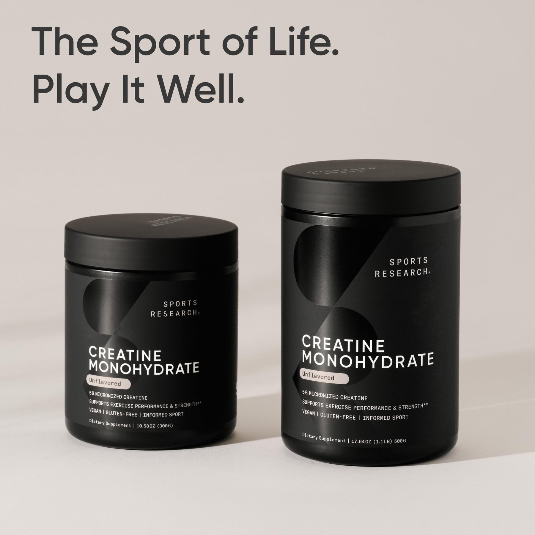 Sports Research Creatine Monohydrate - Gain Lean Muscle, Improve Performance and Strength and Support Workout Recovery* - 5 g Micronized Creatine - 17.64 oz - Maple Wellness Supplements
