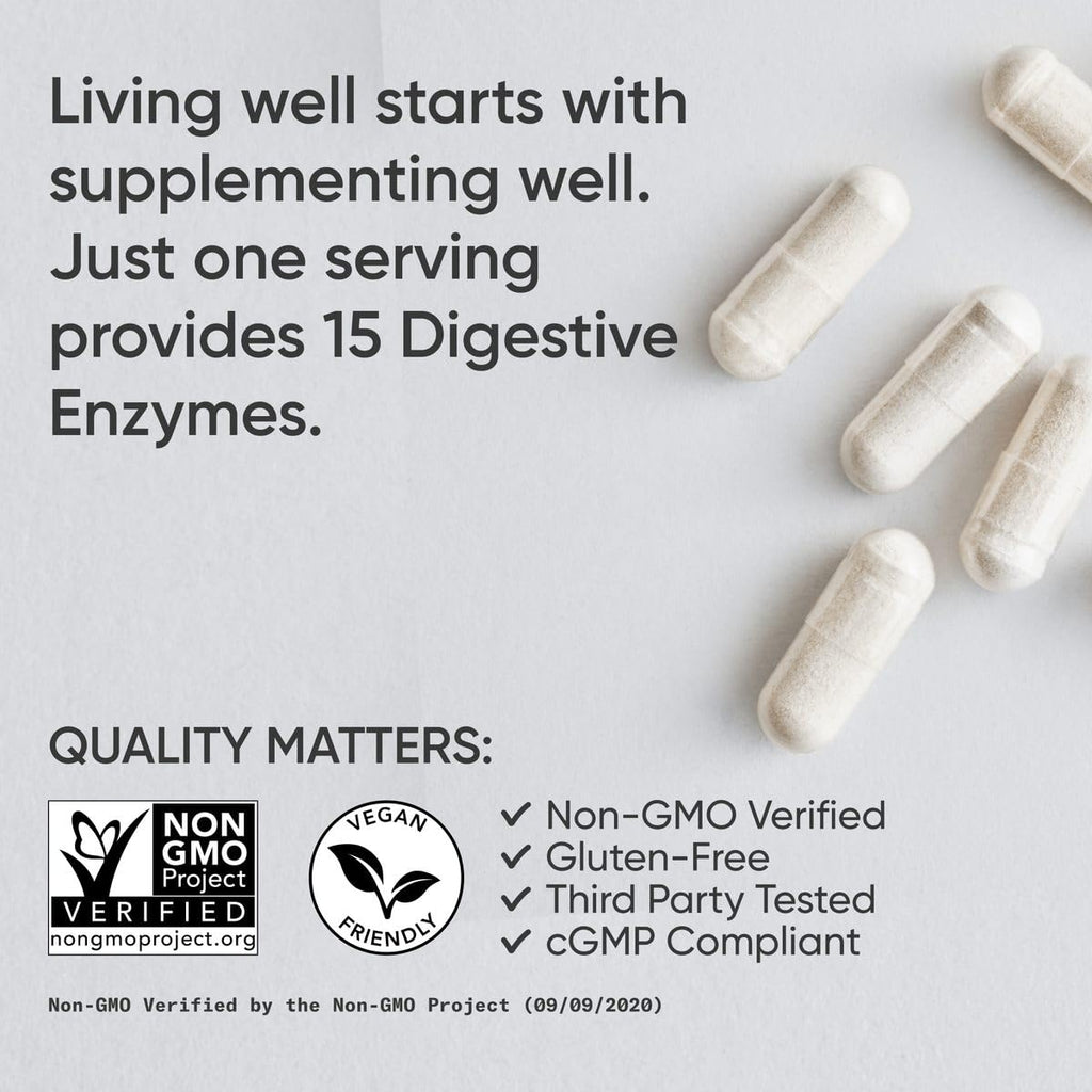Sports Research Digestive Enzymes with Probiotics & Ginger - Plant Based for Dairy, Protein, Sugar & Carbs - Non-GMO Verified & Vegan Friendly (90 Veggie Capsules) - Maple Wellness Supplements