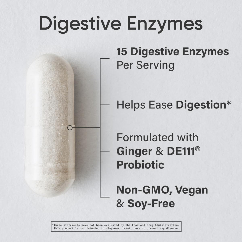 Sports Research Digestive Enzymes with Probiotics & Ginger - Plant Based for Dairy, Protein, Sugar & Carbs - Non-GMO Verified & Vegan Friendly (90 Veggie Capsules) - Maple Wellness Supplements