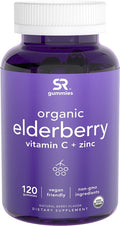 Sports Research Elderberry Gummies Concentrate with Vitamin C, Zinc & Probiotics for Immune Support & Gut Health | USDA Organic, Vegan Certified & Non-GMO Verified (120 Gummies) - Maple Wellness Supplements
