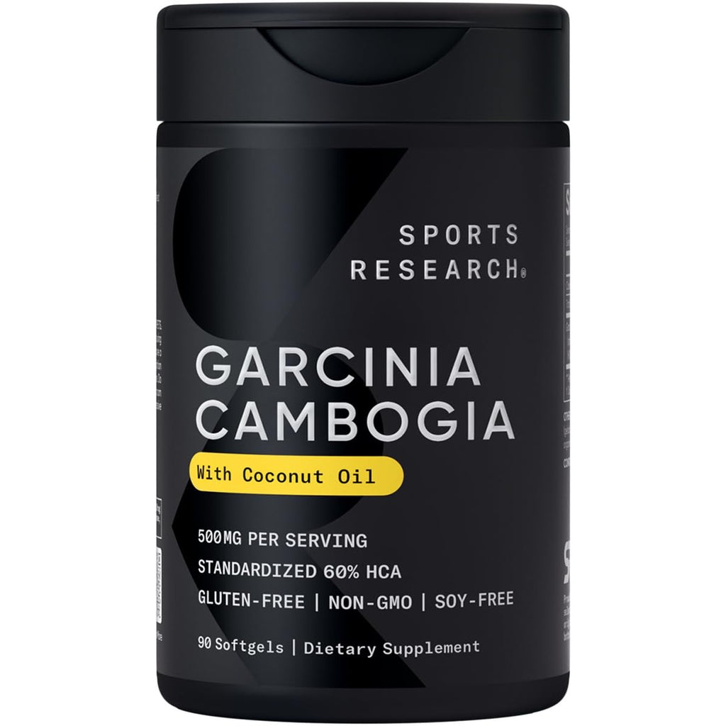 Sports Research Garcinia Cambogia Extract (60% HCA) with Extra Virgin Organic Coconut Oil | Non-GMO, Soy & Gluten Free (90 Liquid Softgels) - Maple Wellness Supplements